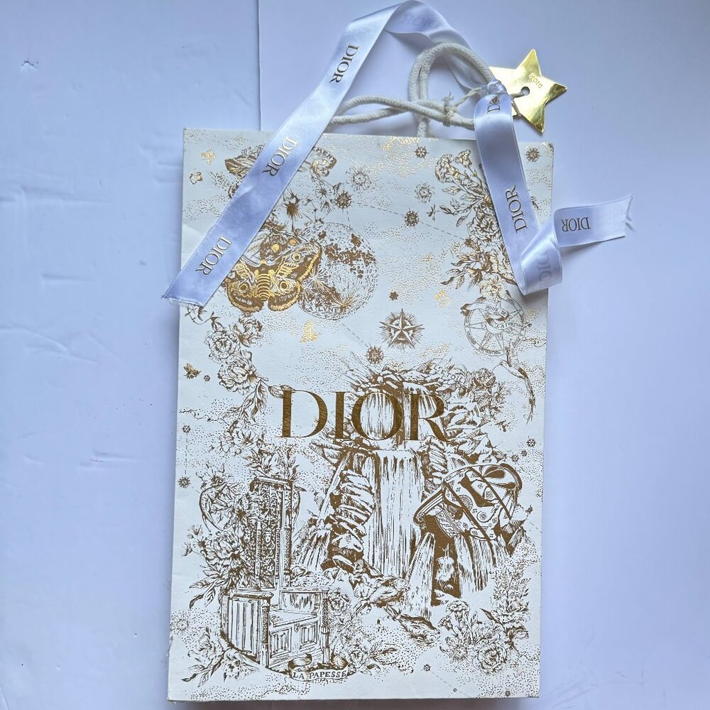 Dior paper gift shopping bag limited edition with gold star medallion